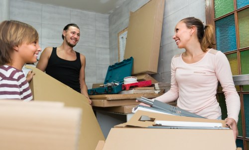 Moving truck and packed boxes ready for removals in Kensington