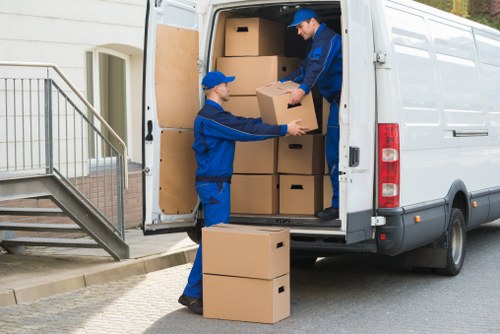 Fragile packing materials and labeled boxes for Kensington home moves