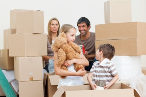 Carefully labelled moving boxes for a student relocation